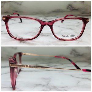 Calvin Klein Rectangular Crystal Pink Rose & Gold Eyeglasses Glasses Frames NWOT